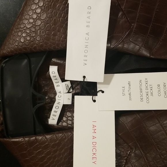 💕VERONICA BEARD💕 Cooke Vegan-Leather Dickey Jacket ~ Chicory Brown 2 NWT - Picture 15 of 16